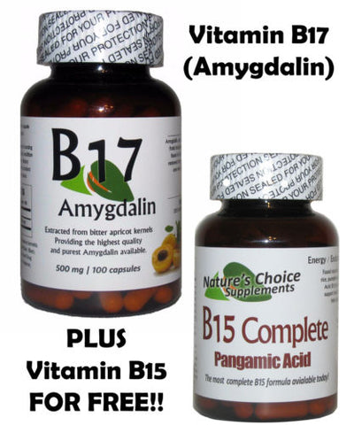 Vitamin B17 Amygdalin 500mg 100 Capsules / Plus Vitamin B15 Bottle Free