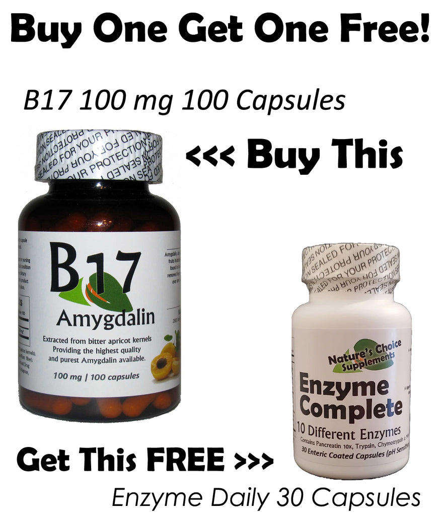 Vitamin B17 Amygdalin 100mg 100 Capsules / Enzyme Daily Bottle For FREE