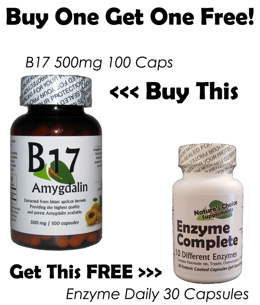 Vitamin B17 Amygdalin 500mg 100 Capsules / Enzyme Daily Bottle For FREE