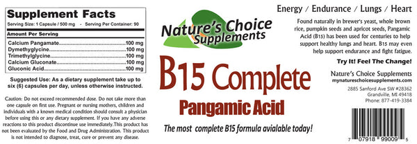 B15 Complete Pangamic Acid Formula