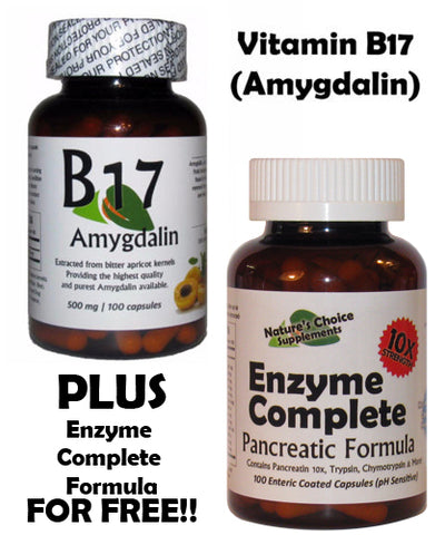 Vitamin B17 Amygdalin 500mg 100 Capsules / Plus Enzyme Complete Free